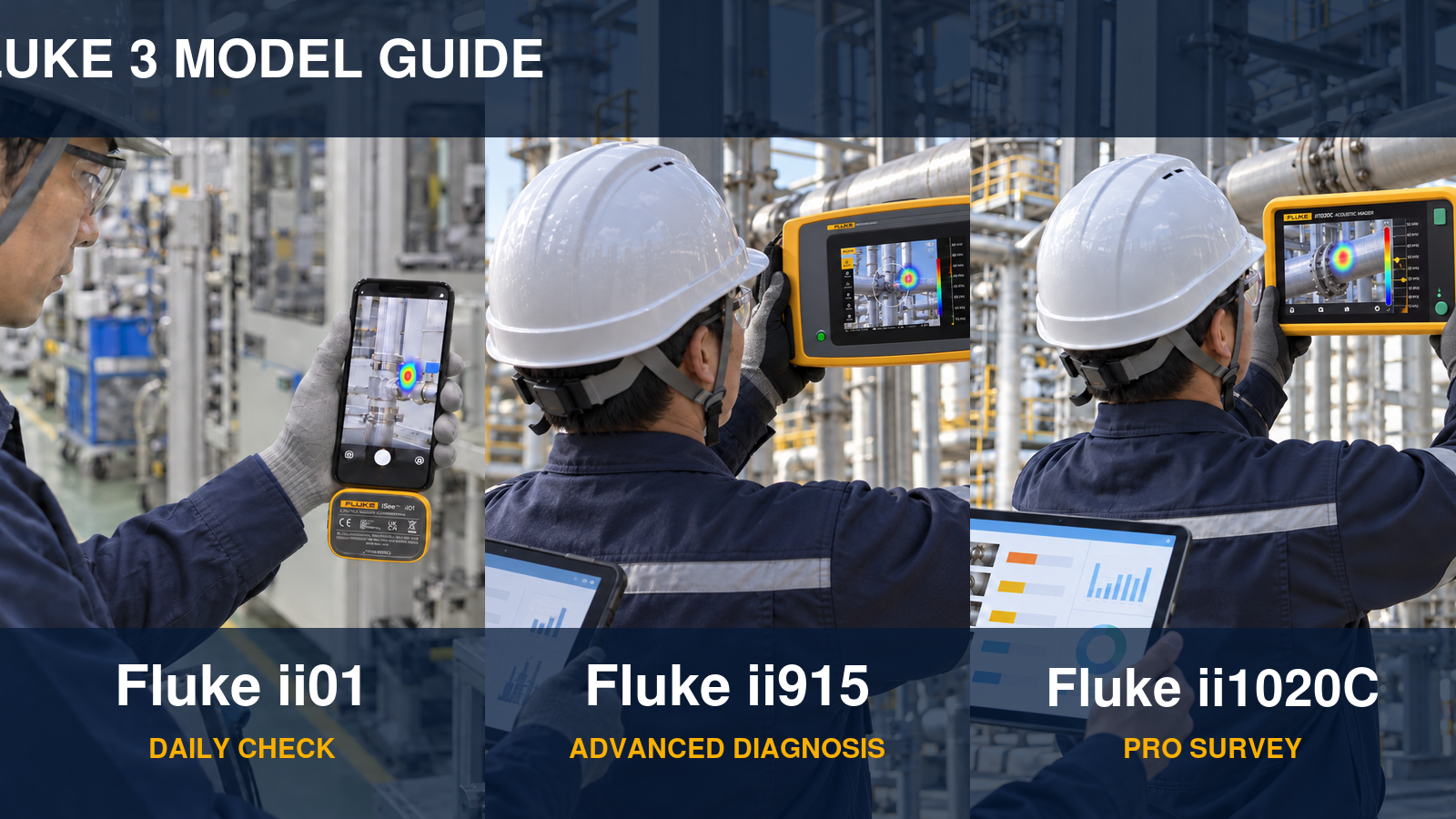 Fluke ii01・ii915・ii1020Cの違いを比較｜エア漏れ検査機器の選び方